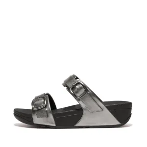 รองเท้าแตะแบบสวม ผู้หญิง รุ่น LULU ADJUSTABLE METALLIC-LEATHER SLIDES