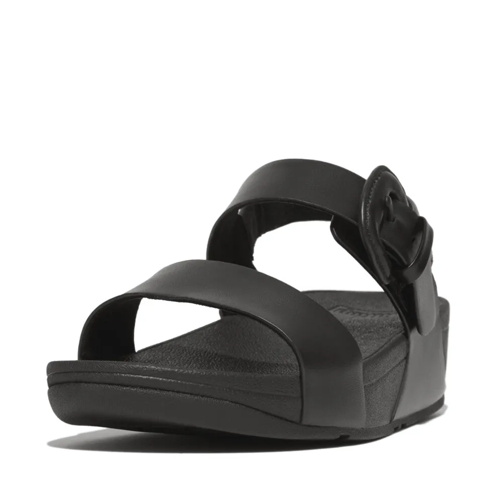 รองเท้าแตะแบบรัดส้น ผู้หญิง รุ่น LULU COVERED-BUCKLE RAW-EDGE LEATHER BACK-STRAP SANDALS