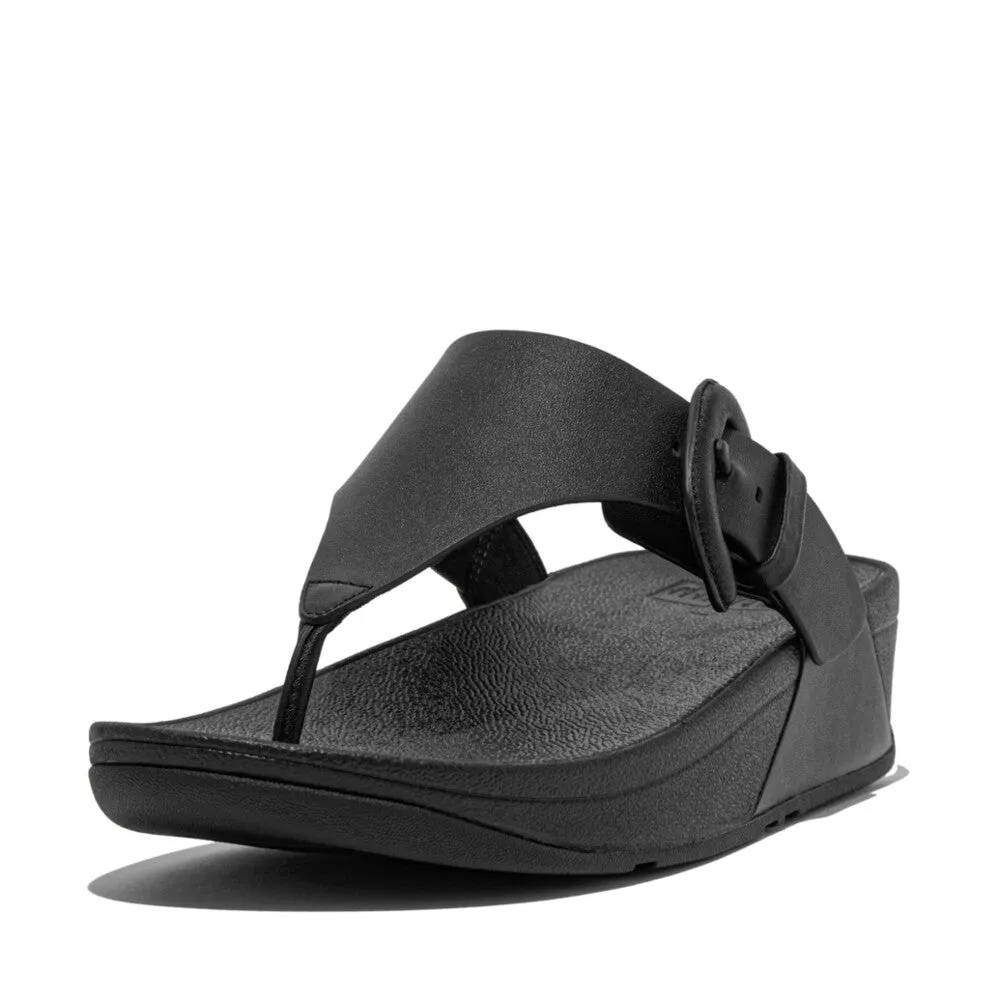 รองเท้าแตะแบบหูหนีบ ผู้หญิง รุ่น LULU COVERED-BUCKLE RAW-EDGE LEATHER TOE-POST SANDALS