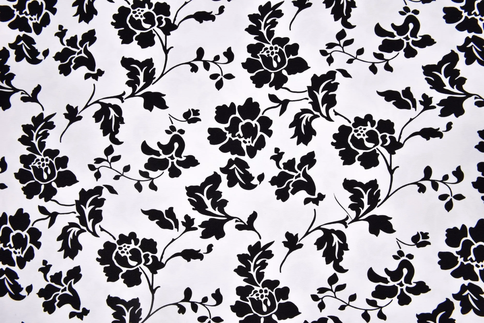 100% Cotton Half Panama Printed Fabric / Canvas printed Fabric / Black & White Blossom  Digital Print  Fabric