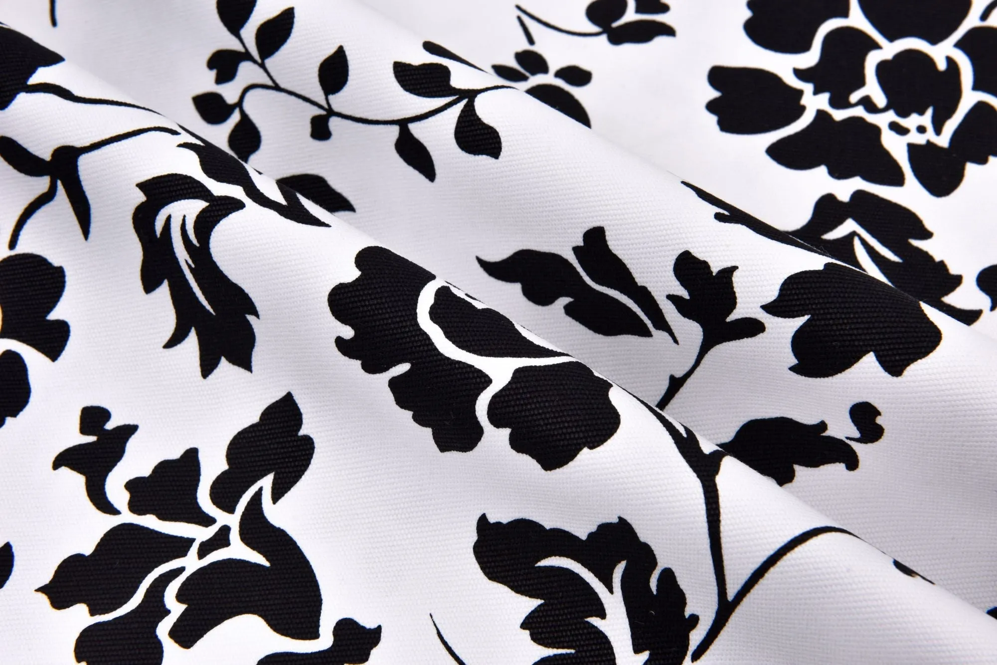 100% Cotton Half Panama Printed Fabric / Canvas printed Fabric / Black & White Blossom  Digital Print  Fabric