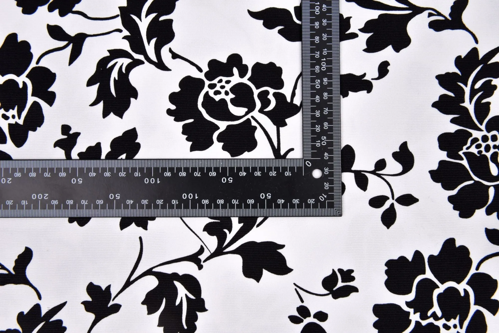 100% Cotton Half Panama Printed Fabric / Canvas printed Fabric / Black & White Blossom  Digital Print  Fabric