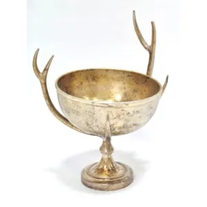 12" Gold Bowl with Antlers