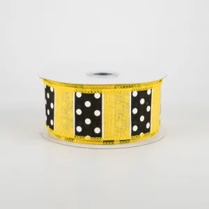 1.5" BW Polka Dot Stripes Ribbon: Sun Yellow (10 Yards)