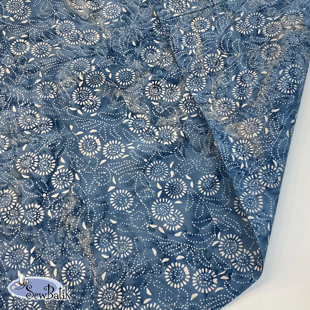 57" Batik Canvas (8.6 oz) - Medora Flora - Dusty Denim