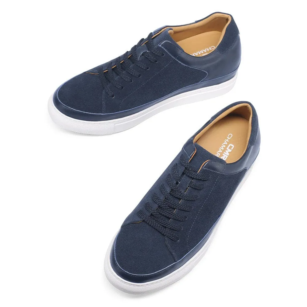 7CM / 2.76 Inches CMR CHAMARIPA Height Increasing Shoes For Men Casual Elevator Shoes Navy Nubuck Casual Sneakers