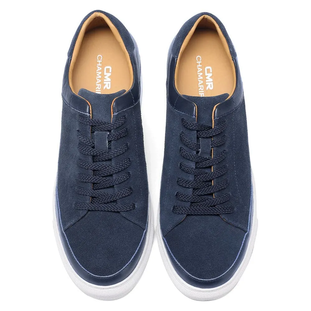 7CM / 2.76 Inches CMR CHAMARIPA Height Increasing Shoes For Men Casual Elevator Shoes Navy Nubuck Casual Sneakers