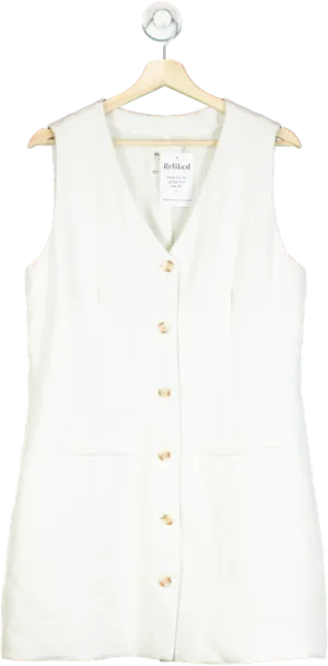 Abercrombie & Fitch White Sleeveless Button Front Dress UK L