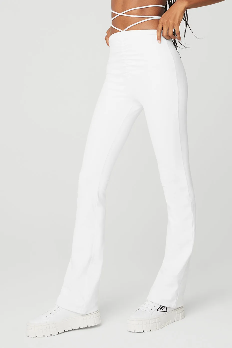 Airbrush High-Waist Cinch Flare Legging - White