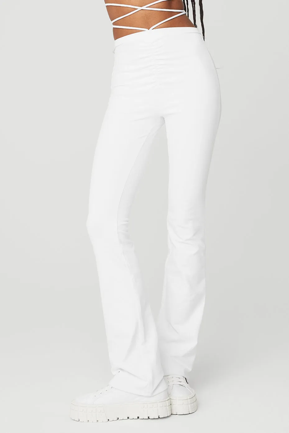 Airbrush High-Waist Cinch Flare Legging - White