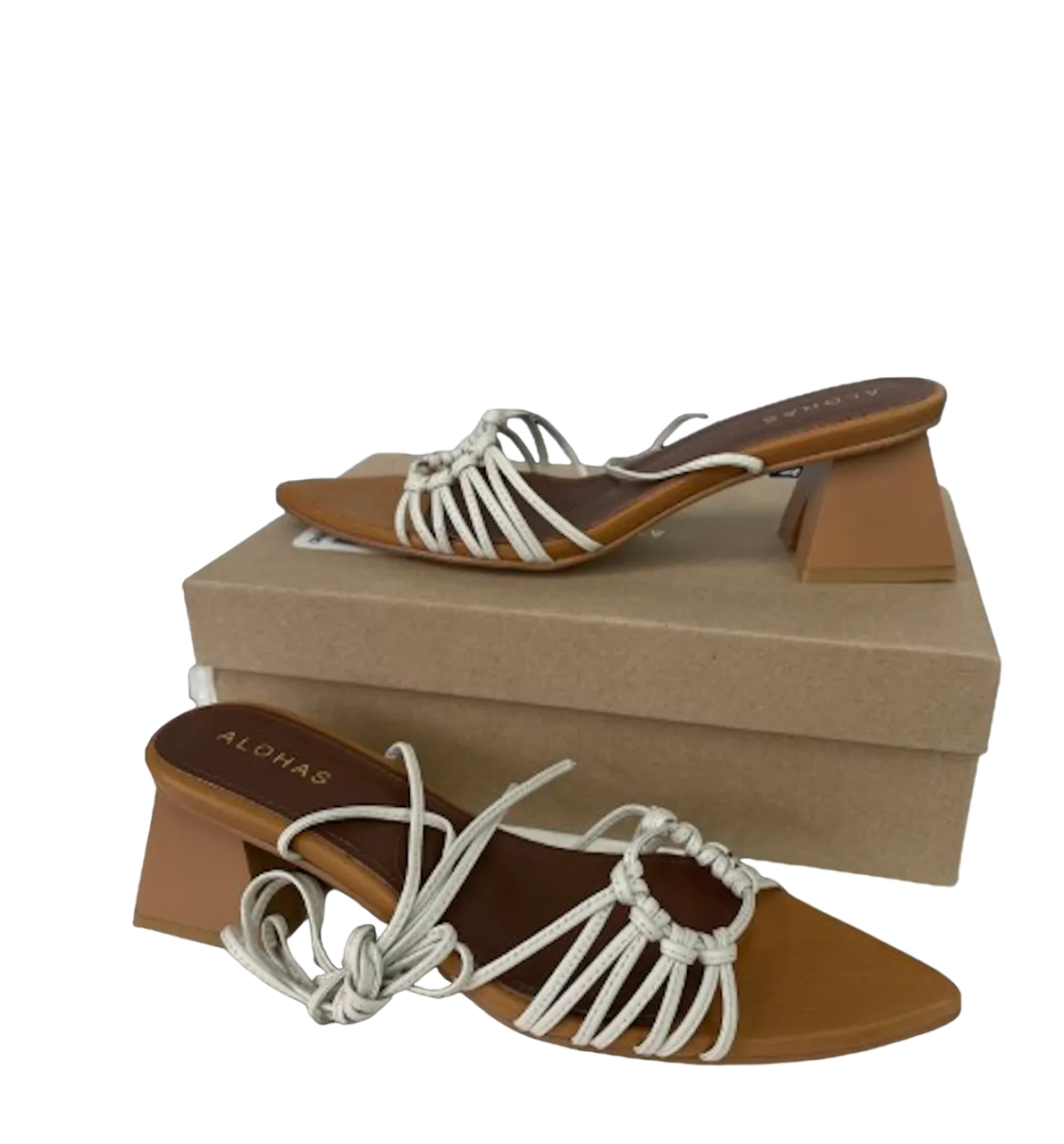 alohas Beige Ivory / Camel Mirage Strappy Sandals UK 7 EU 40 👠