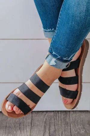 And We Danced Elastic Strap Sandals in Black (Wide Width)