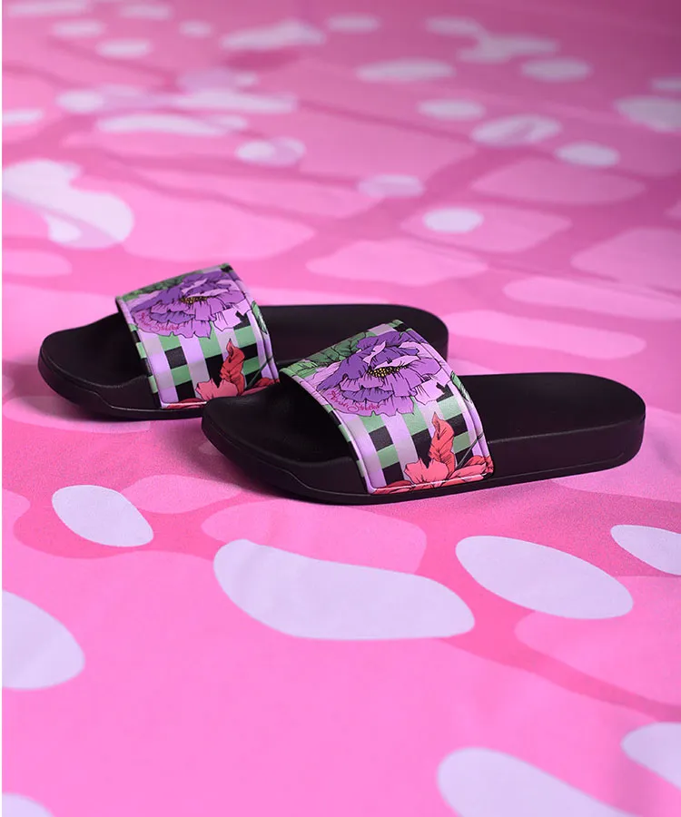 Annah Stretton Floral Gingham Slides