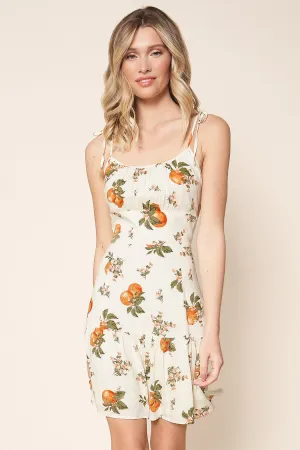 Arancia Mini Flared Orange Print Dress