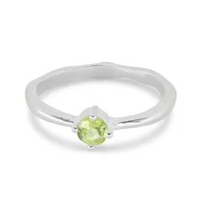 August Peridot Silver Birthstone Ring