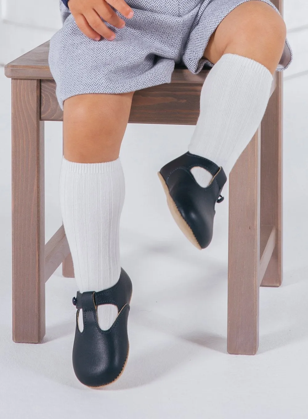 Baby Ribbed Knee High Socks in White