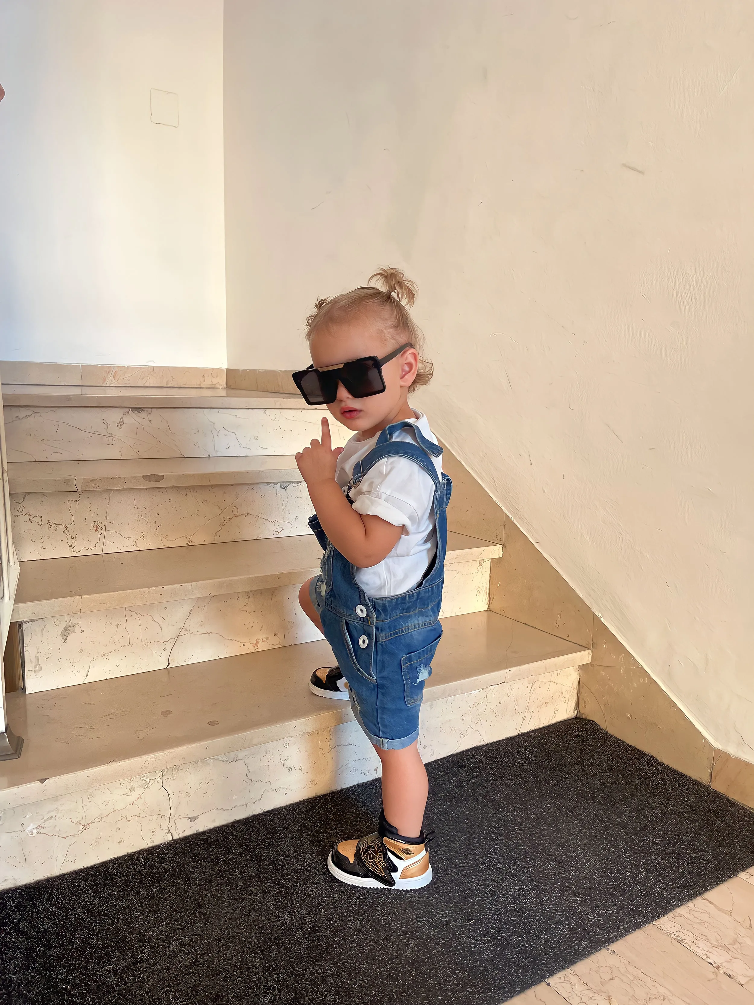 Baby Toddler Ripped Style Denim Shortalls