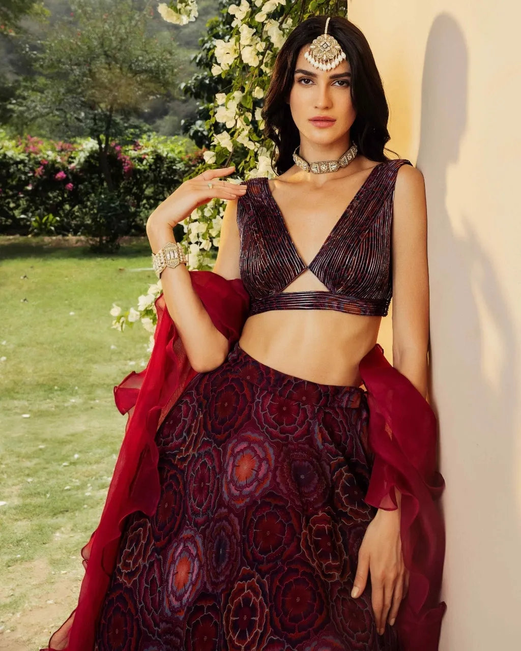 Bahaar Burgundy Lehenga Set