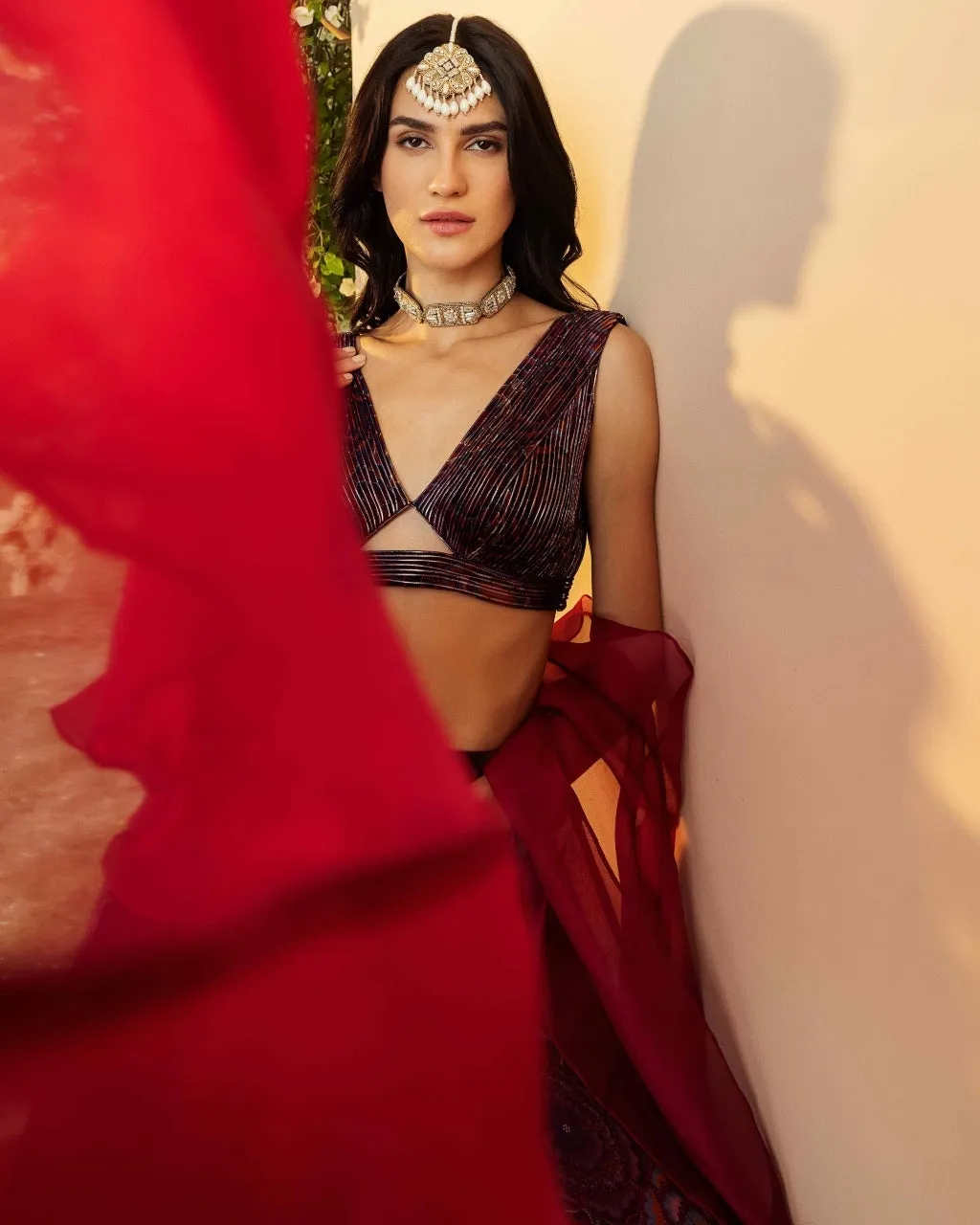 Bahaar Burgundy Lehenga Set