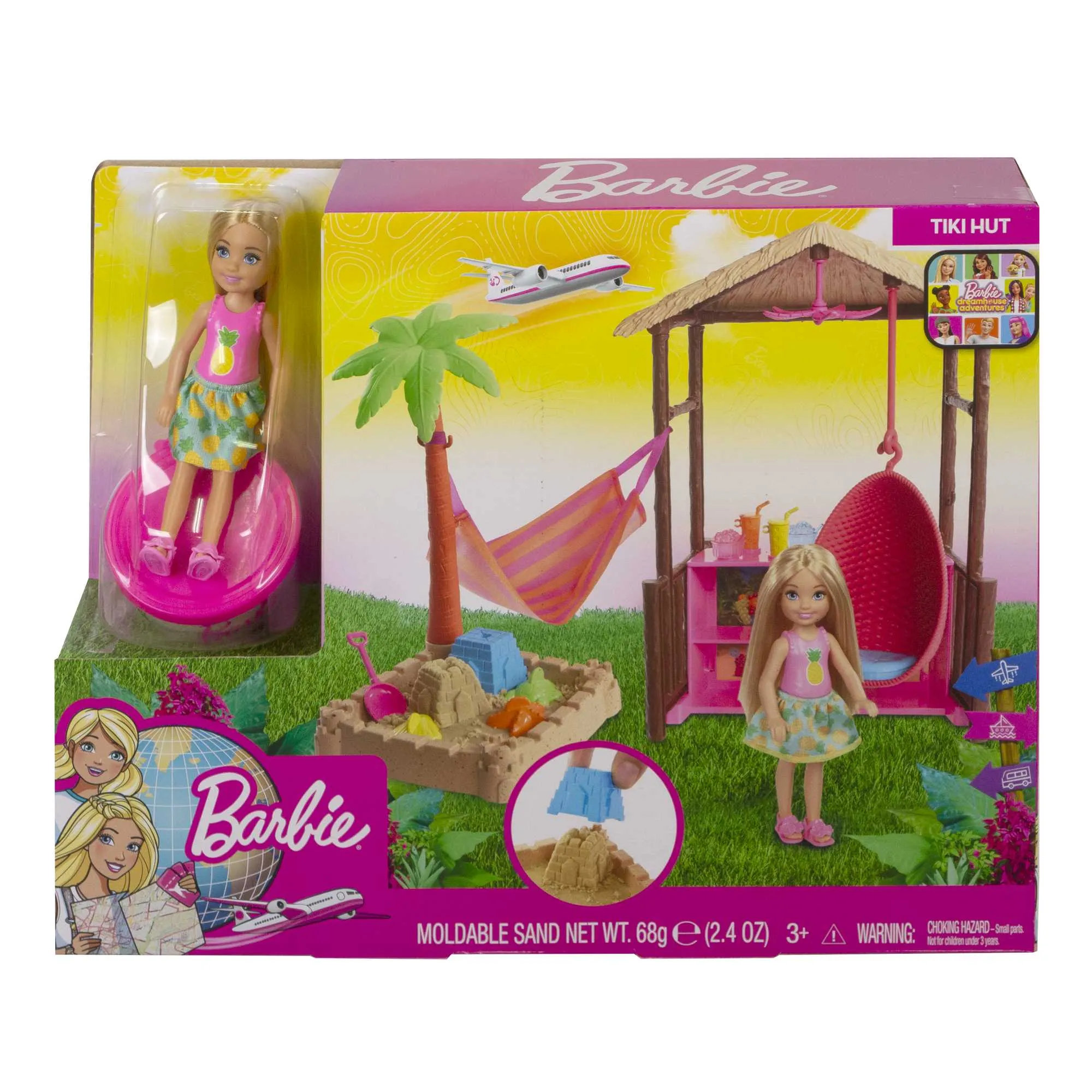 Barbie Chelsea Doll Tiki Hut Playset With Moldable Sand