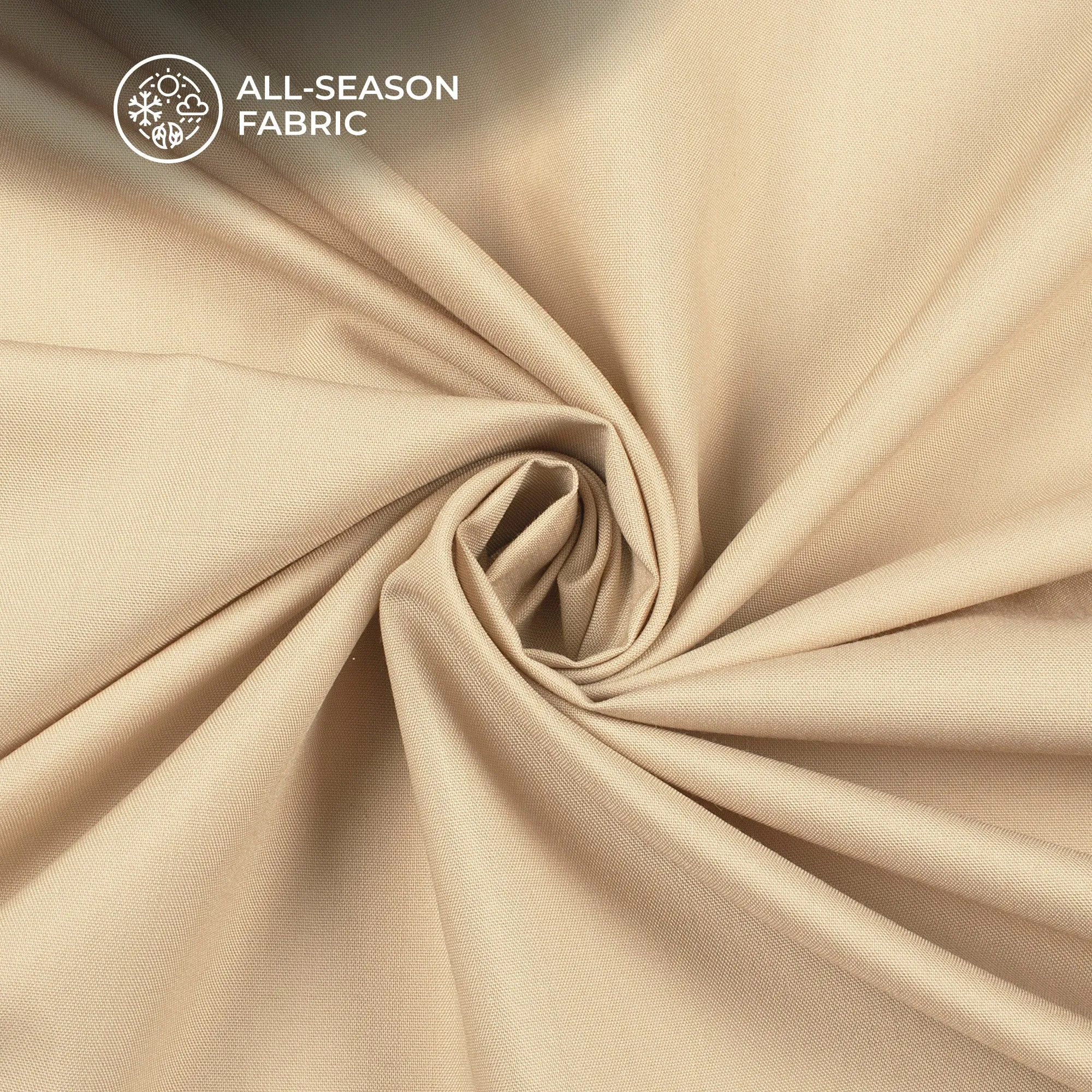 Beige Plain Soft Touch Cotton Shirting Fabric (Width 58 Inches)