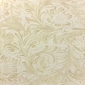 Beige Western Floral PU Faux Leather Vinyl Fabric