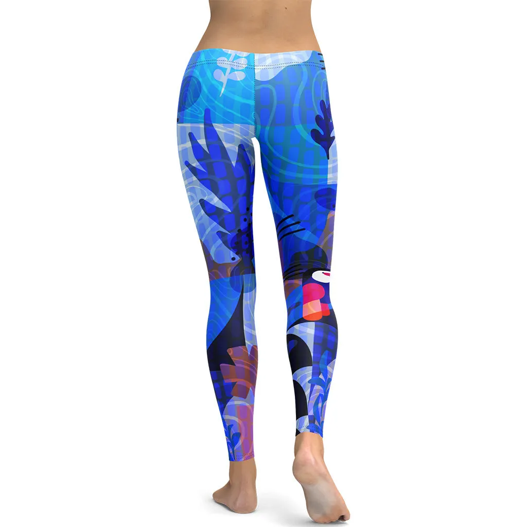 Blue Abstract Leggings