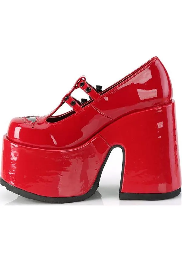 CAMEL-55 [Red Pat] | PLATFORM HEELS [PREORDER]