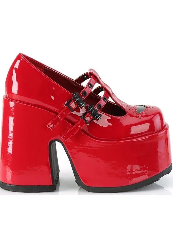 CAMEL-55 [Red Pat] | PLATFORM HEELS [PREORDER]