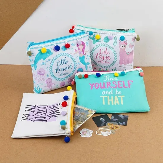 Canvas Stationery and Makeup Pouch