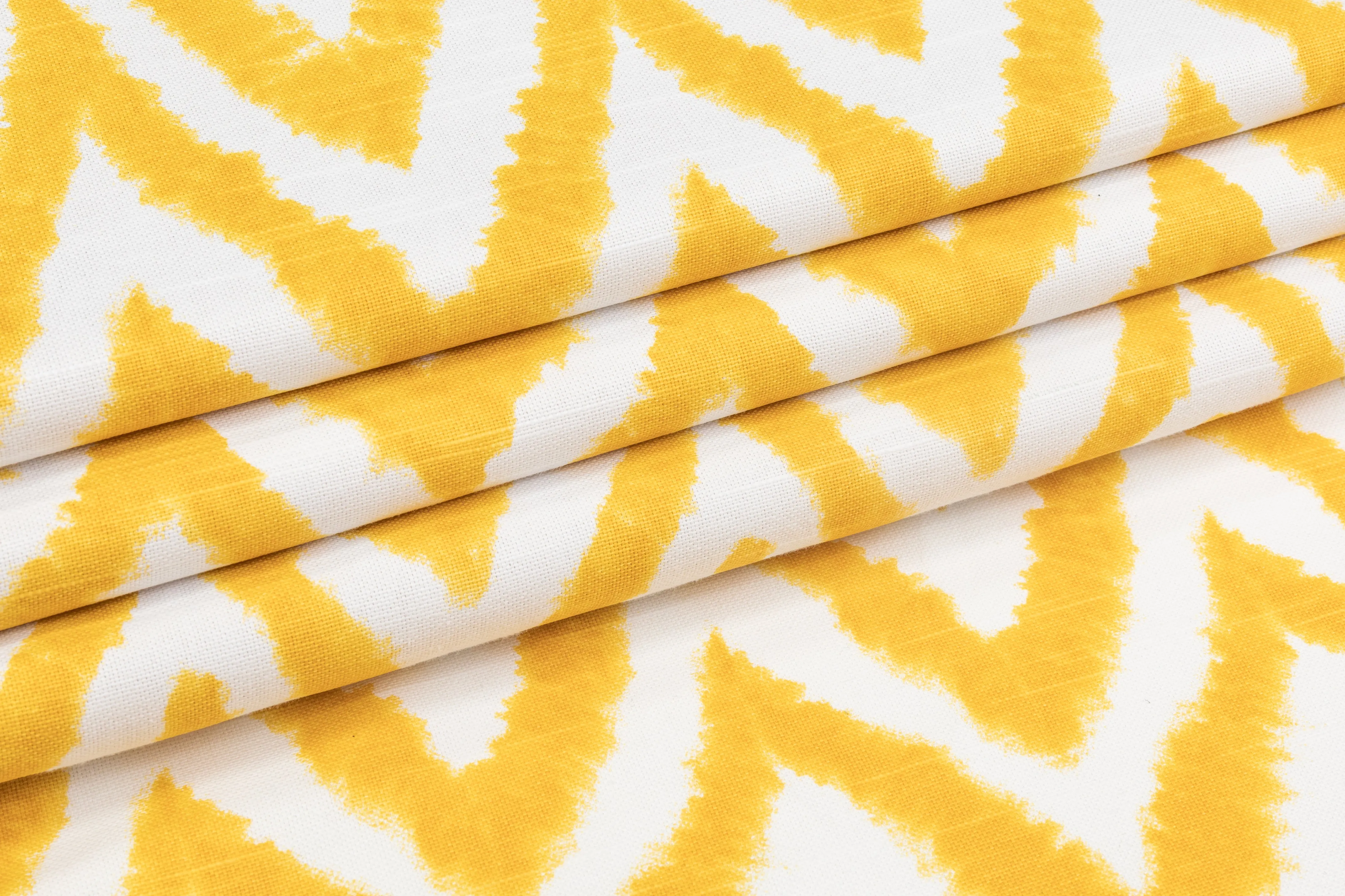 Chevron Printed Cotton Canvas - Yellow / White