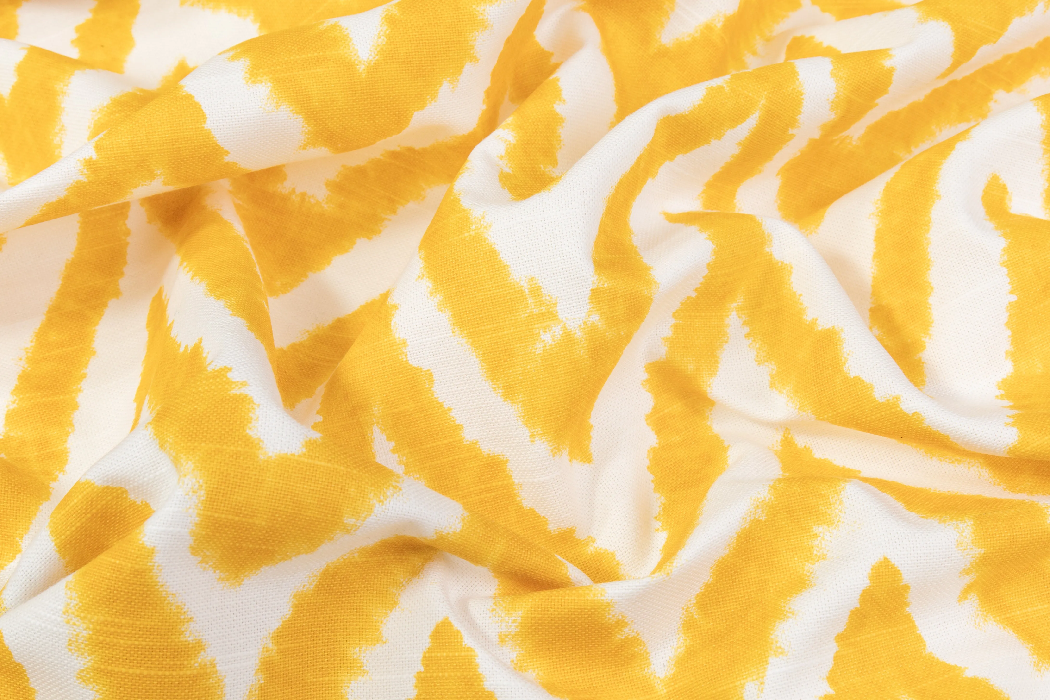 Chevron Printed Cotton Canvas - Yellow / White