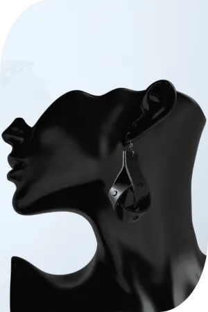 Clove Leather Knot Earrings in Saddle   Black Studs