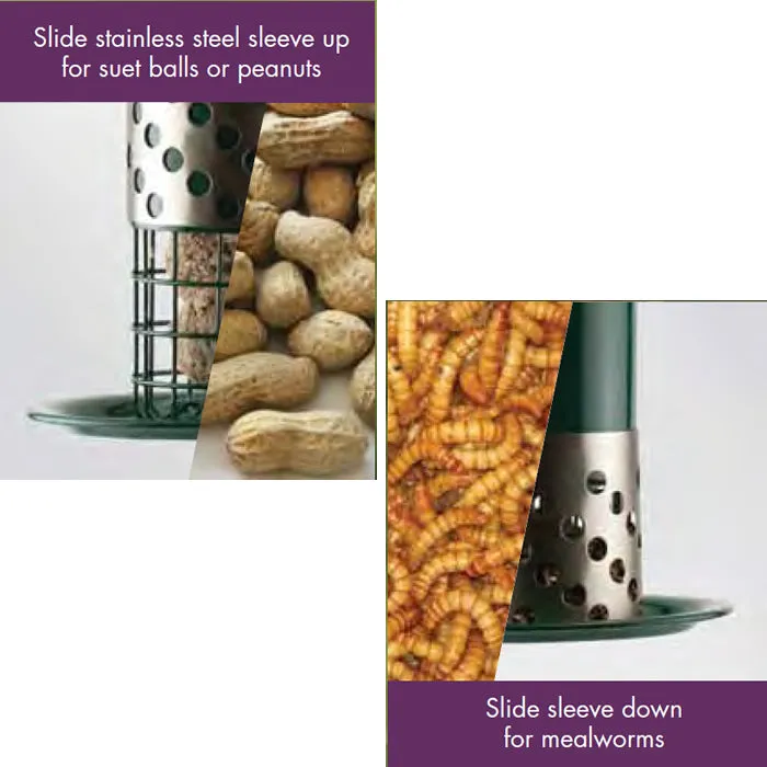 Combo Mealworm, Suet Balls or Peanut Feeder