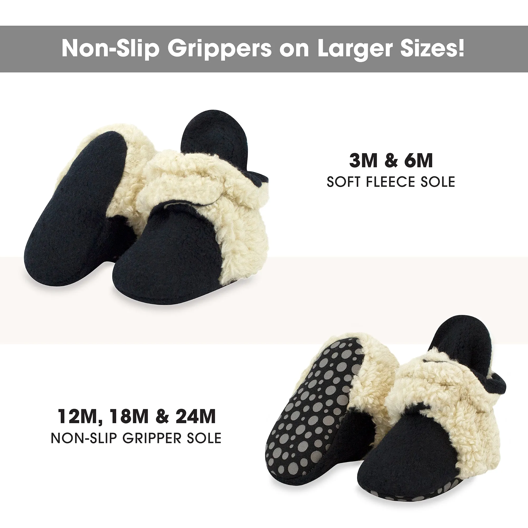 Cozie Furry Gripper Baby Bootie - Black