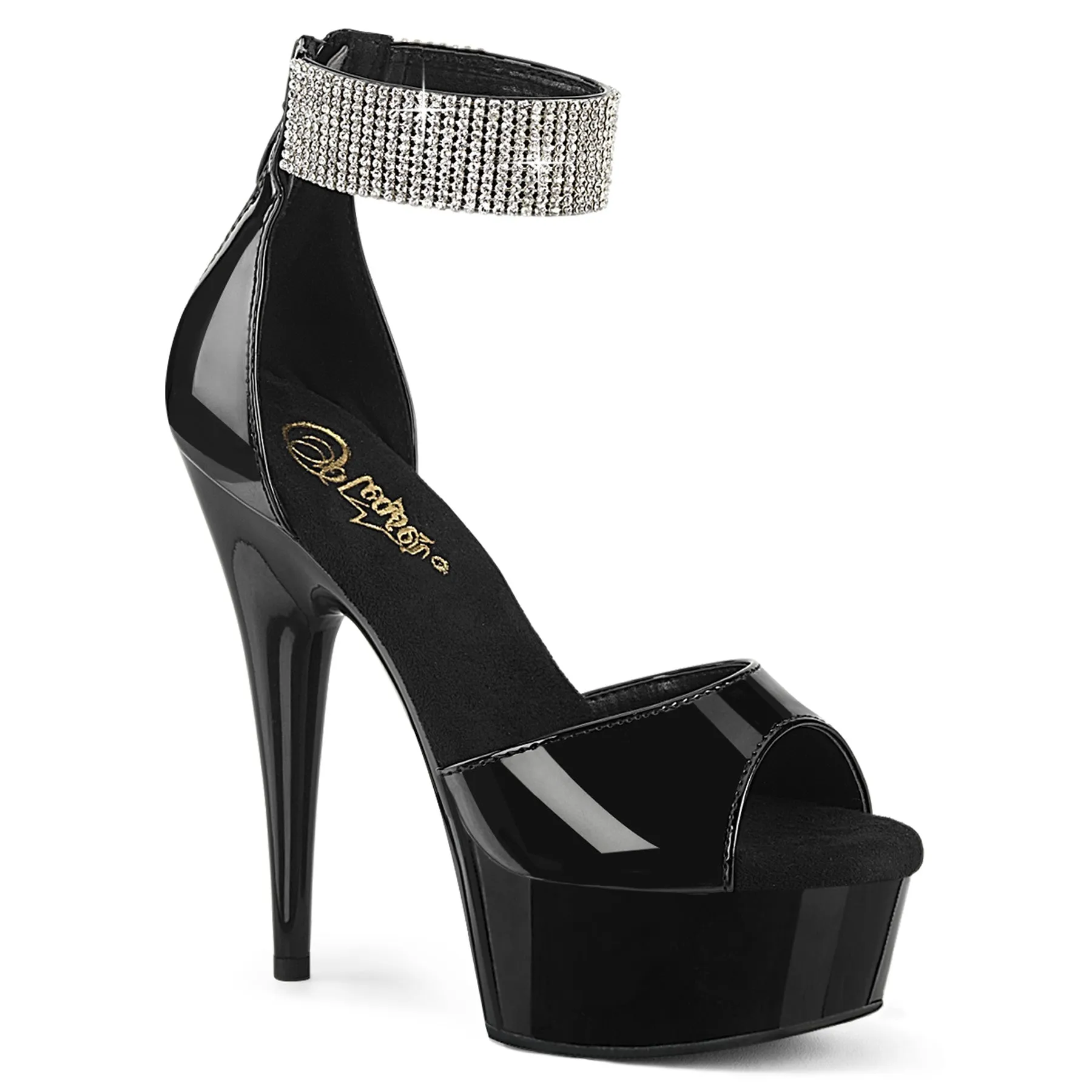 DELIGHT-625 Black Patent Ankle Cuff 6 Inch Sexy Heels Clearance Sale