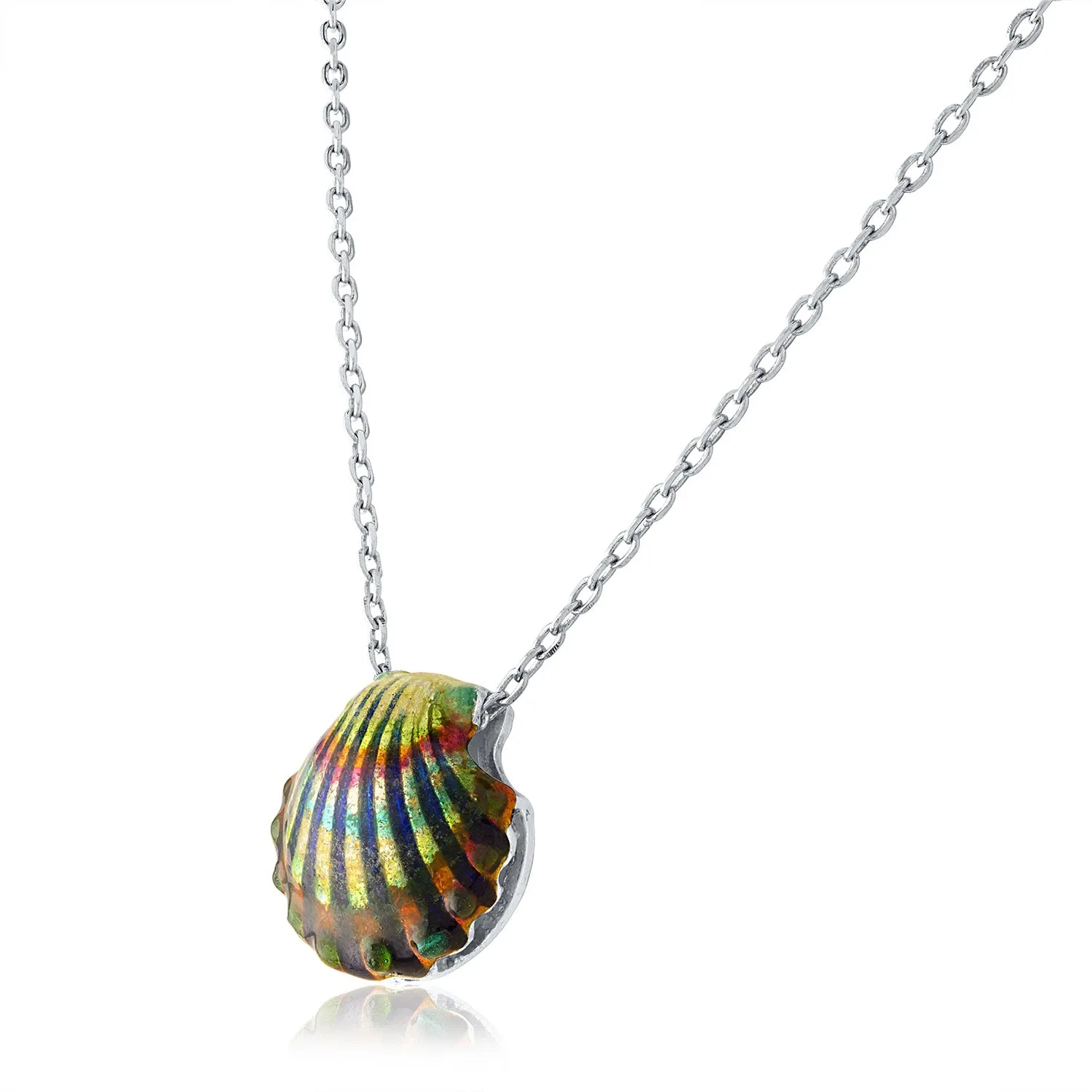 Enameled Scallop Pendant