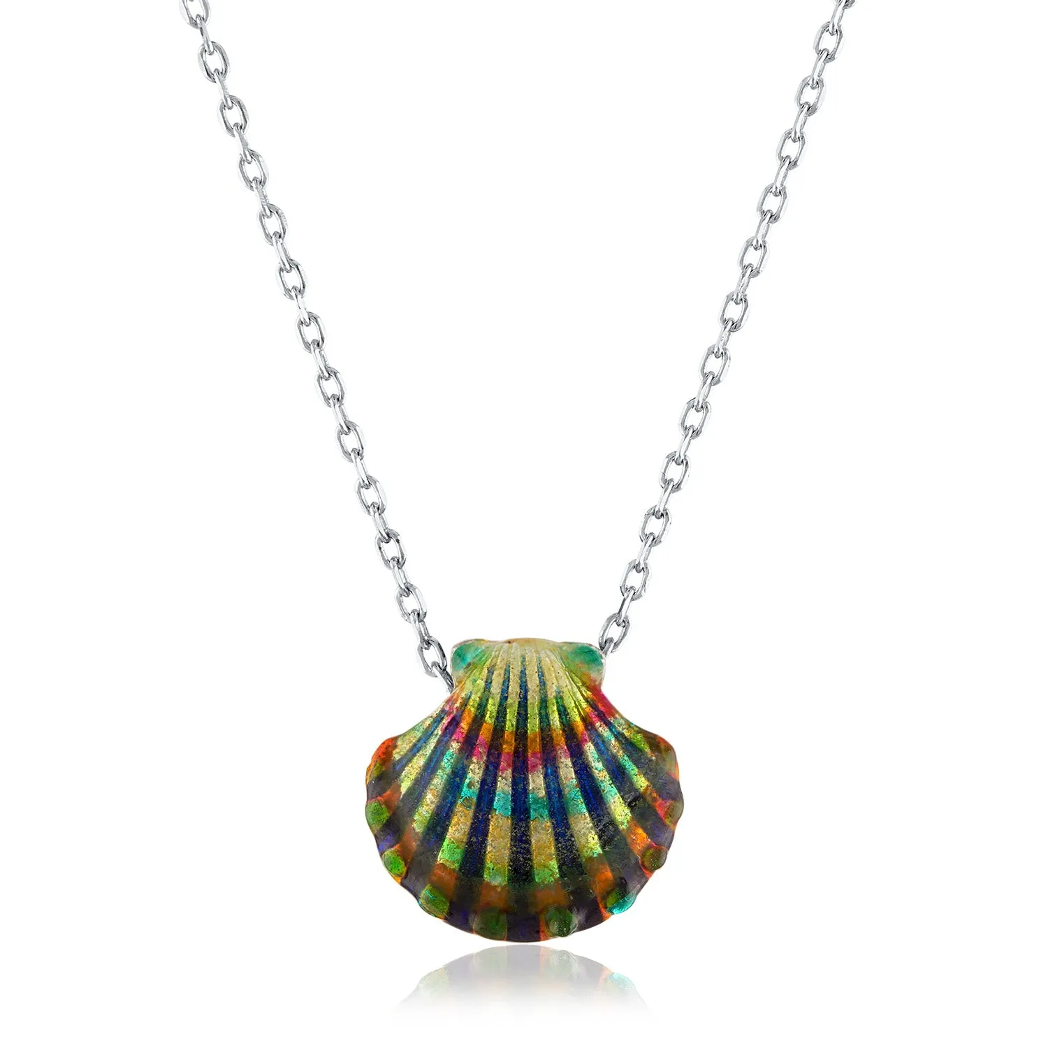 Enameled Scallop Pendant