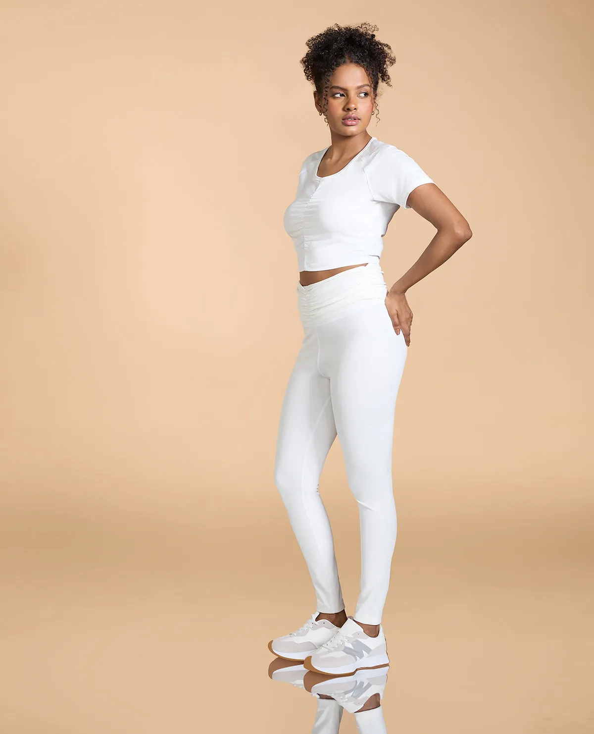 Feather Feel Ruched Crop Top and Leggings