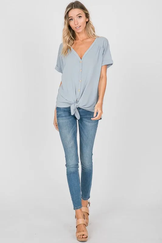 Forget Me Knot Tee in Dusty Blue