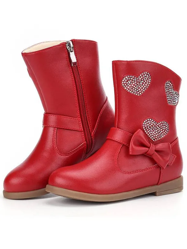 Girls Heart to Heart Ankle Boots By Liv and Mia