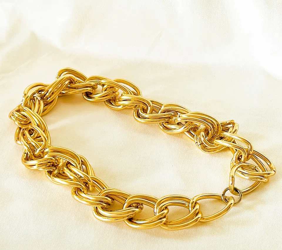 Give me all the gold links - is what we name this amazing extra large scale gold metal time link designer style necklace