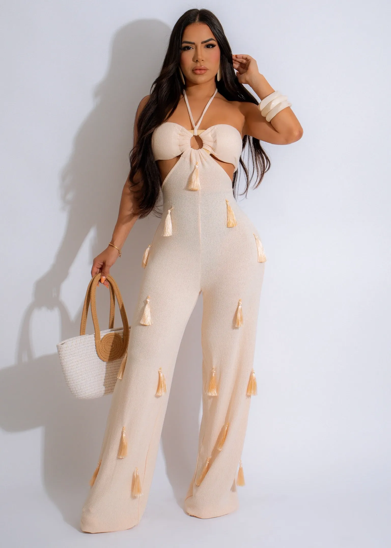 Golden Sands Knit Jumpsuit Nude