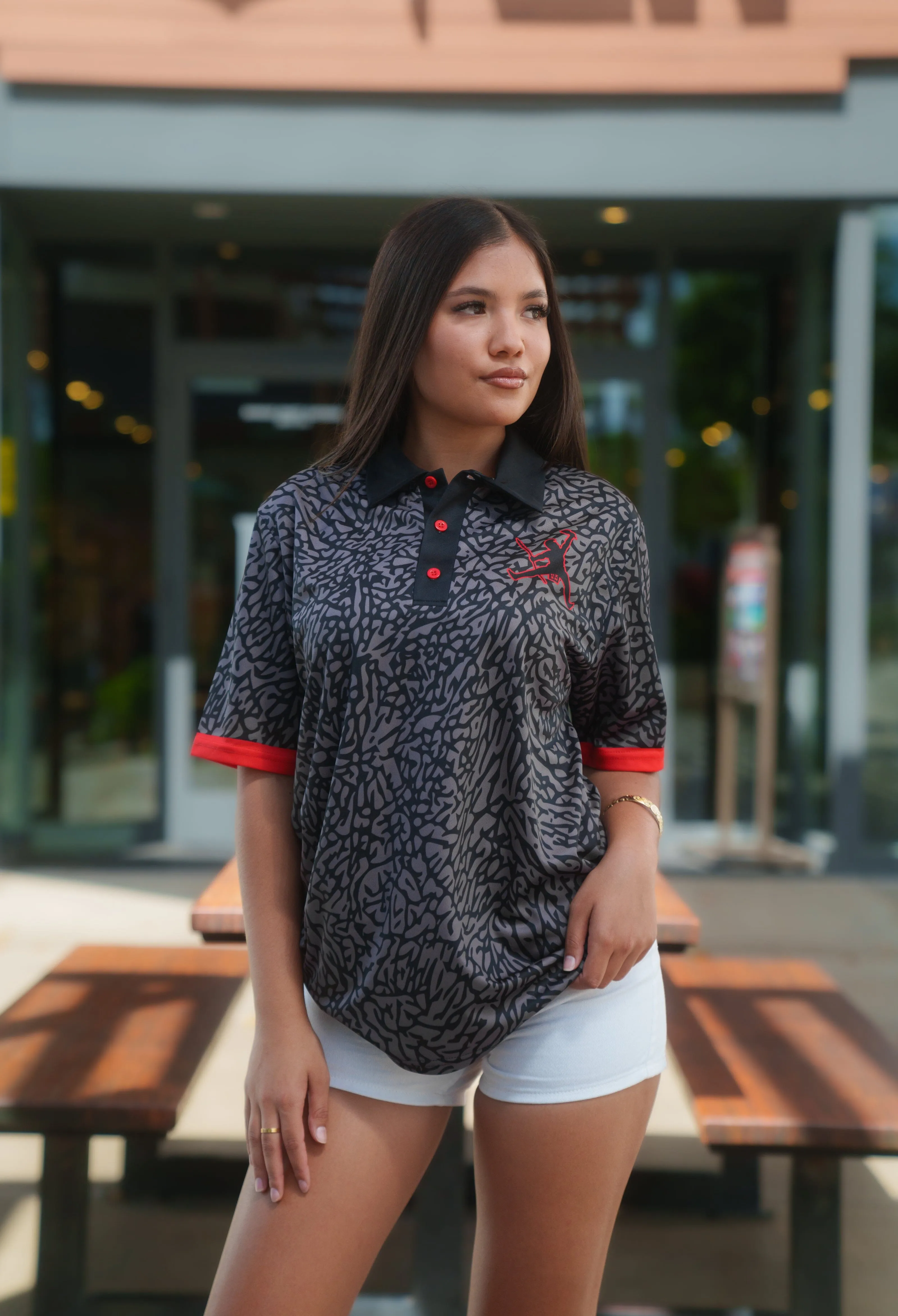 GRAY & RED KANAKA JUMPMAN GOLF SHIRT