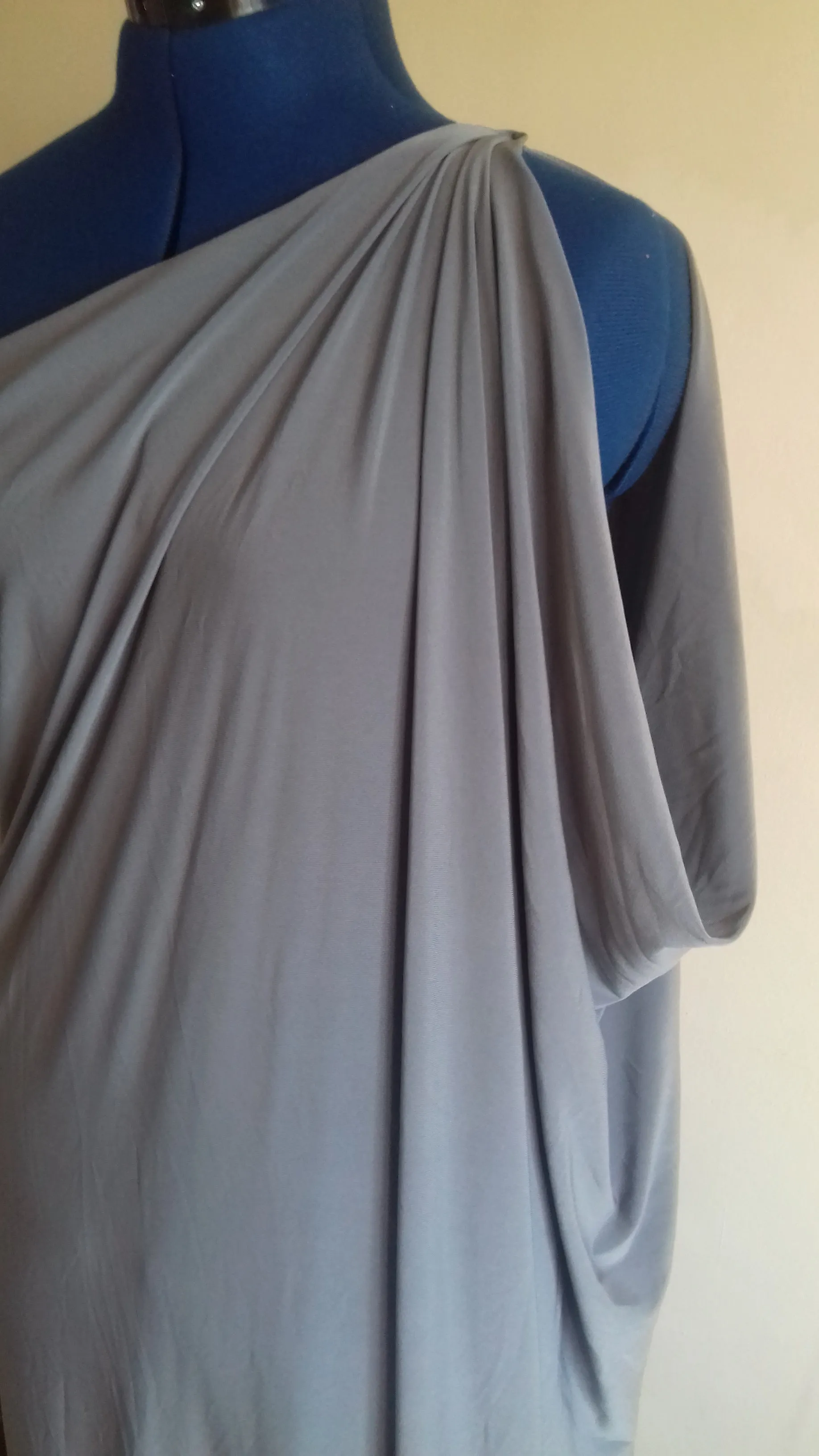 Grey Cold Shoulder Grecian Drape Dress