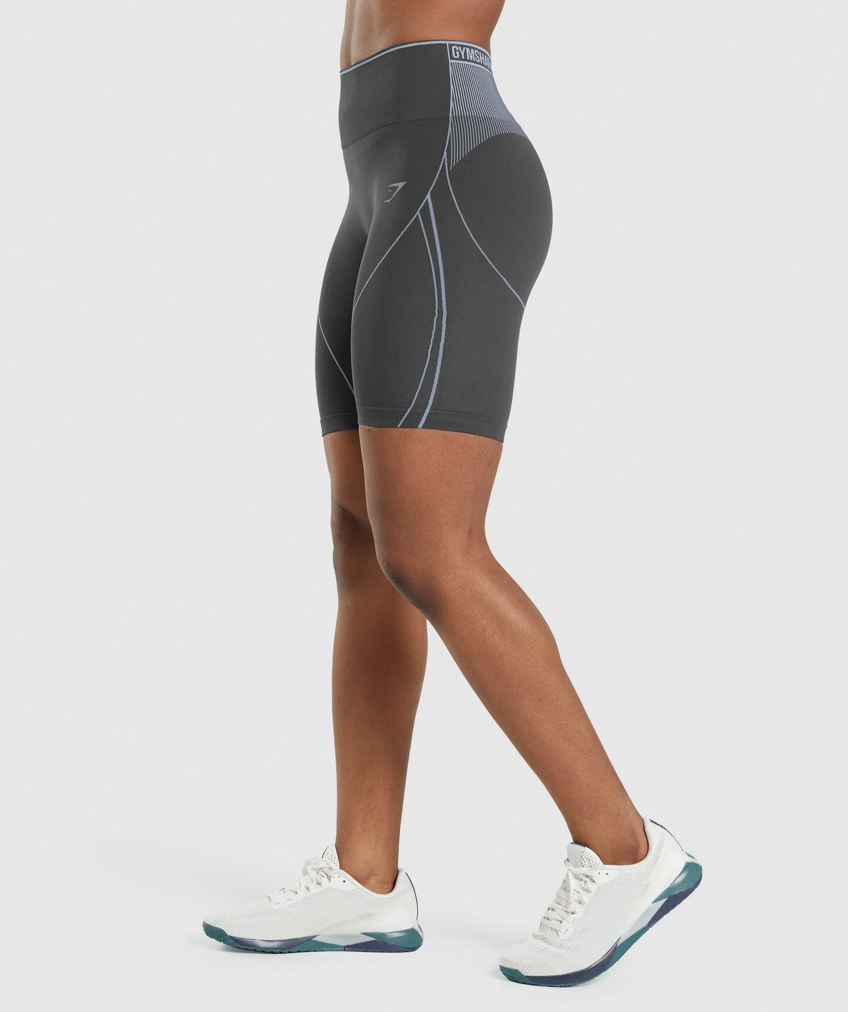 Gymshark Apex Seamless High Rise Short - Onyx Grey/Lavender Blue