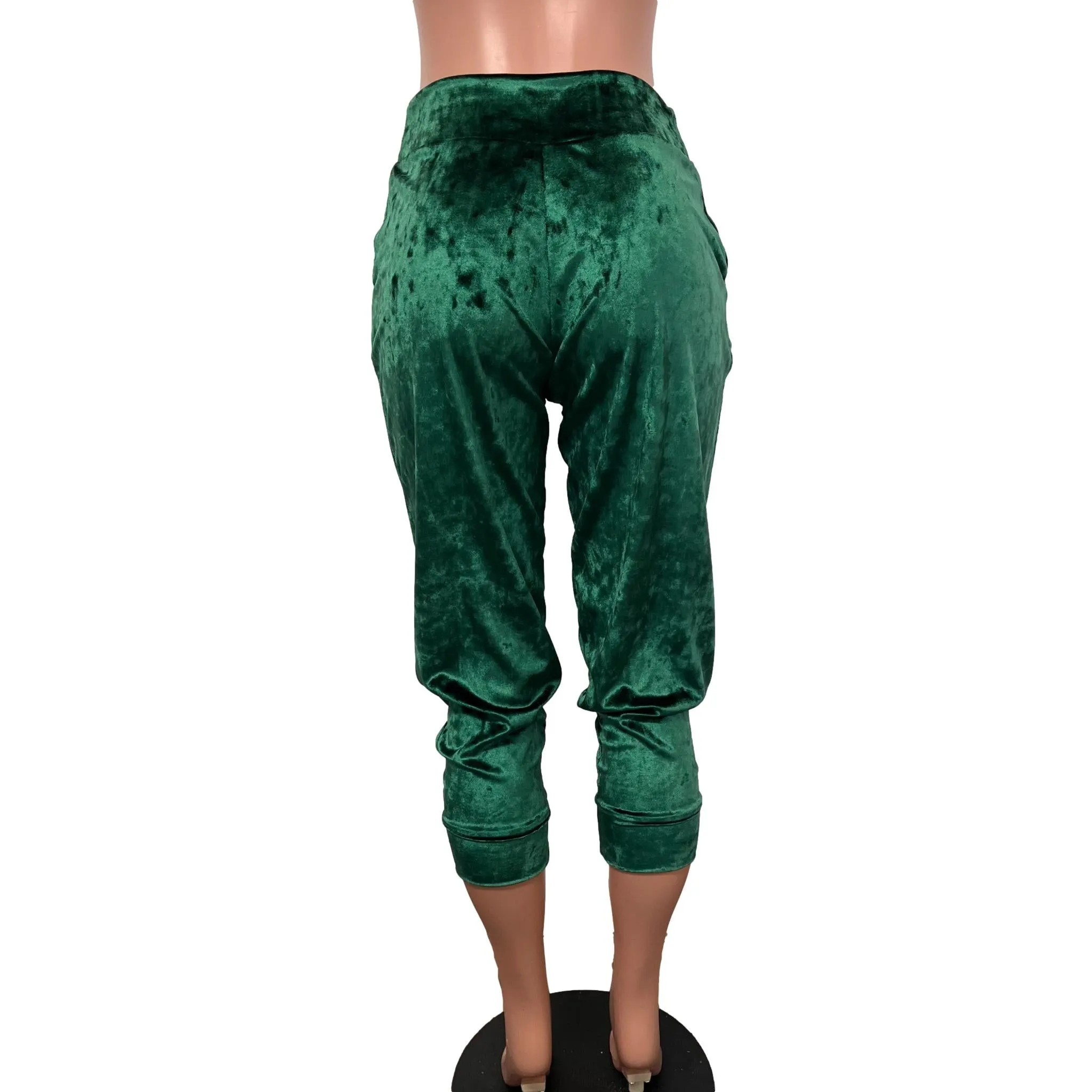 Hunter Green Crushed Velvet Joggers w/ Pockets Women's Men's