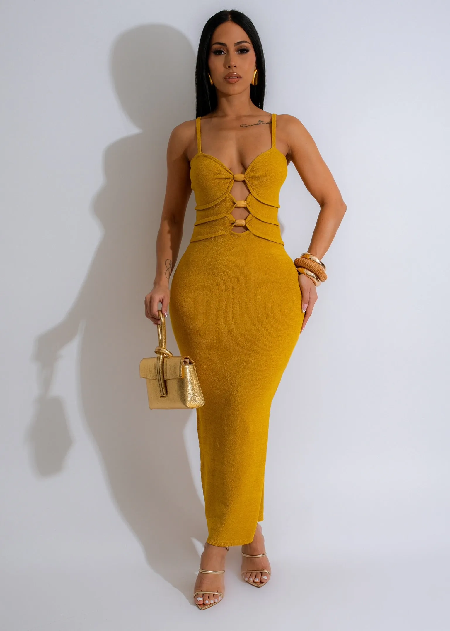 I See You Knit Maxi Dress Yellow