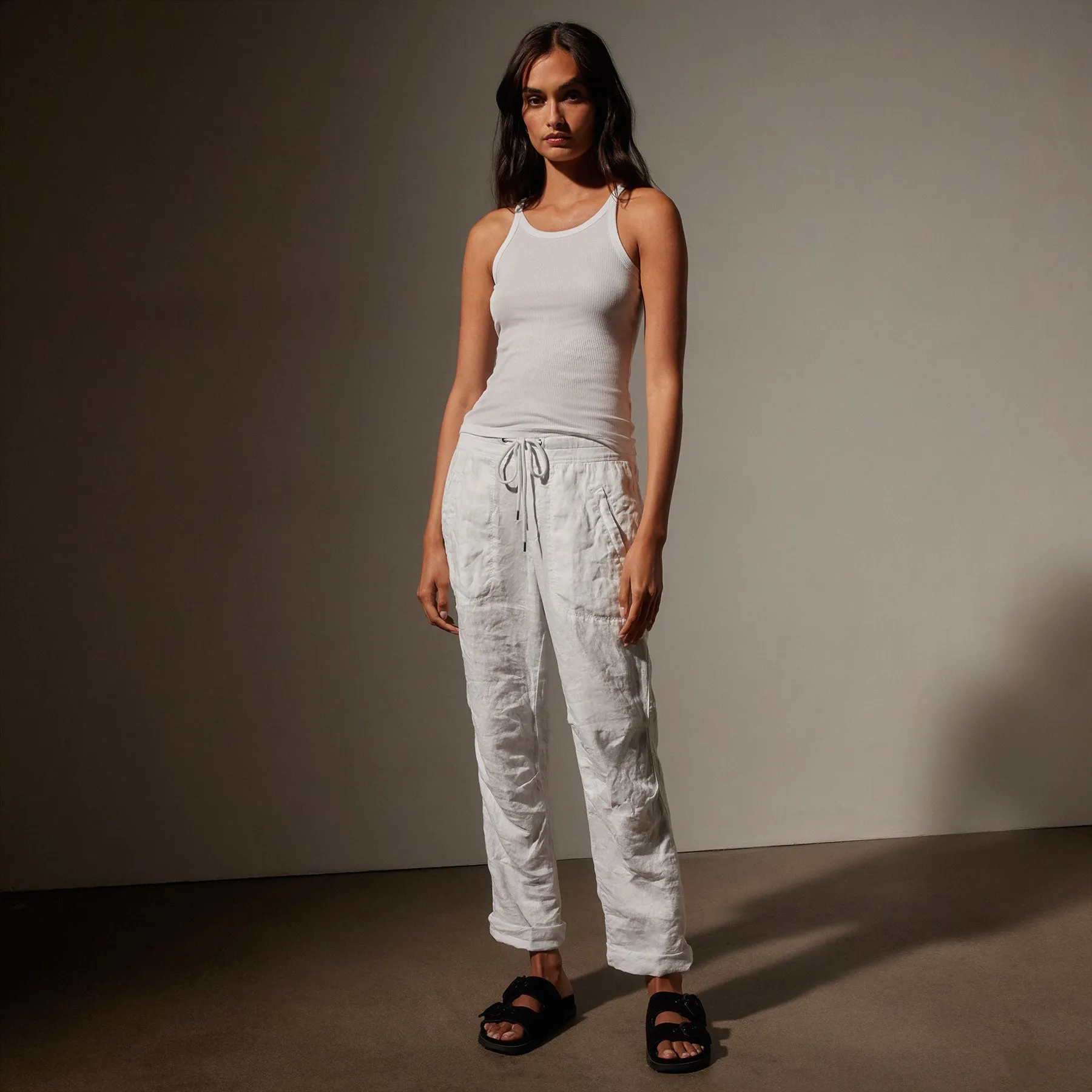 Linen Soft Drape Pant - White