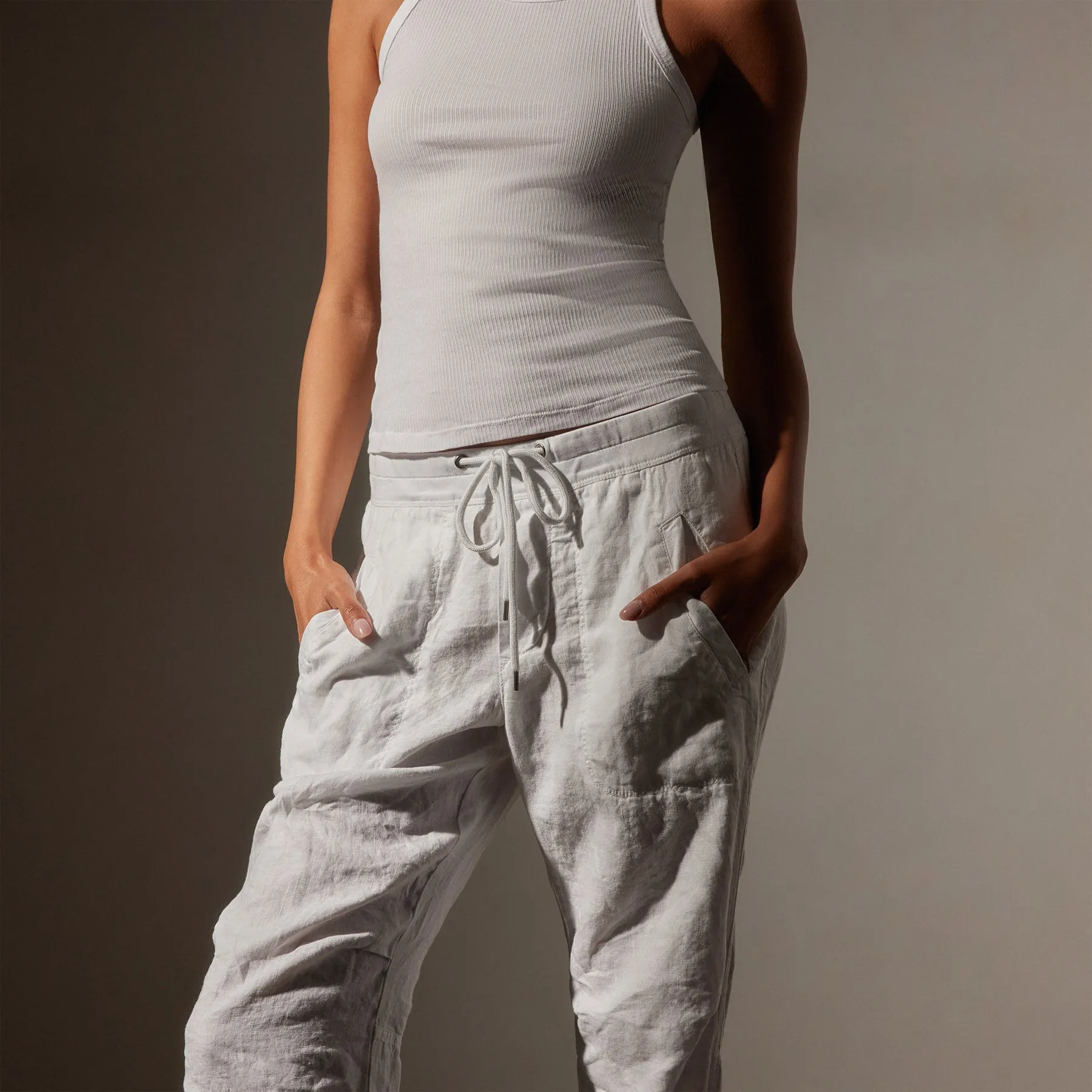 Linen Soft Drape Pant - White